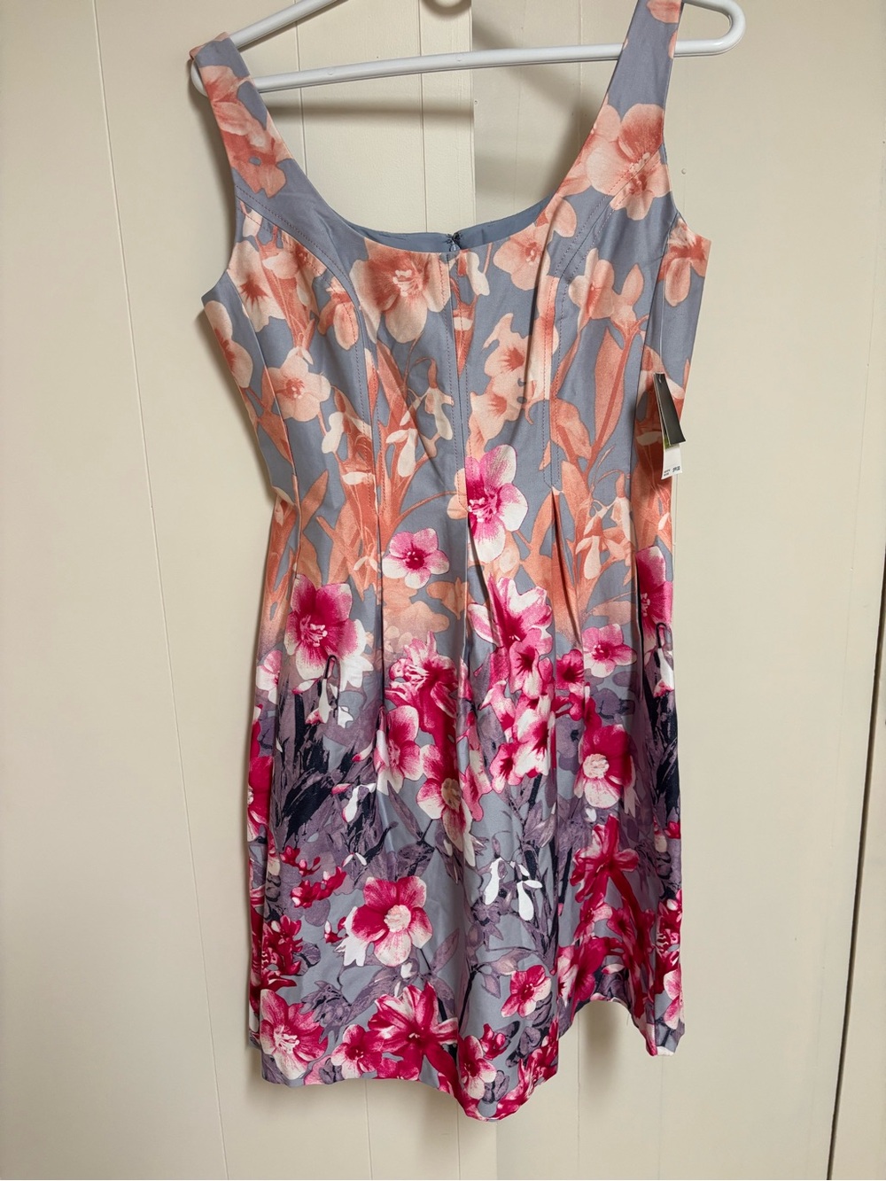 Nine West Gray Dress with Pink and Peach Floral Print